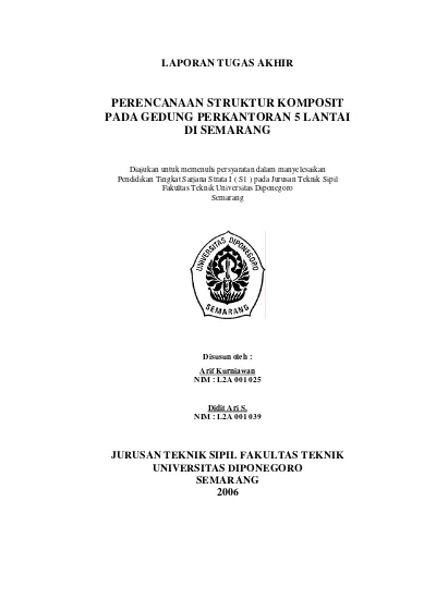 PERENCANAAN STRUKTUR KOMPOSIT PADA GEDUNG PERKANTORAN 5 LANTAI DI ...