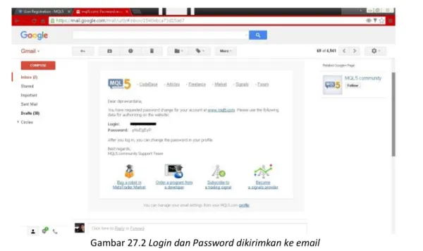 Gambar 27.2 Login dan Password dikirimkan ke email 