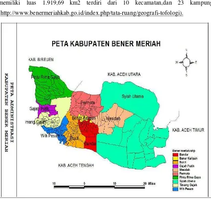 Gambar 2.2. Peta Kabupaten Bener Meriah Provinsi Nanggroe Aceh                   Darussalam  