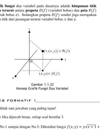 Grafik  fungsi  dua  variabel  pada  dasarnya  adalah  himpunan  titik  pasangan terurut antara prapeta 