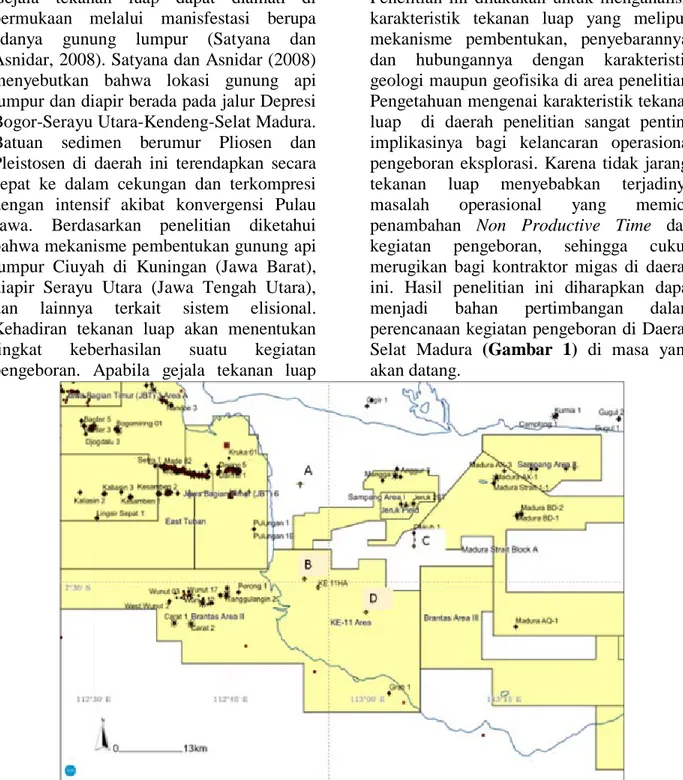 Gambar 1.  Lokasi daerah penelitian di Selat Madura (Modifikasi dari Heidbach dkk., 2009)