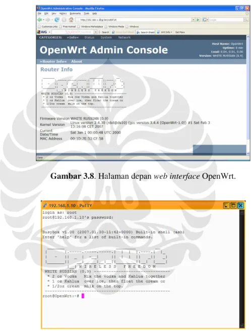 Gambar 3.8. Halaman depan web interface OpenWrt. 