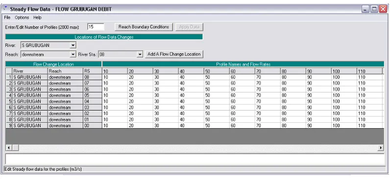 Gambar 6.5 Tampilan Input Data Debit Sungai Program HEC-RAS 