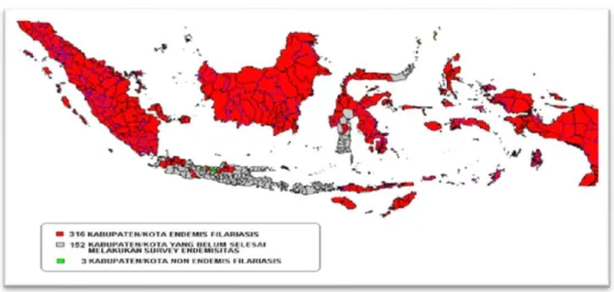 Gambar 1.  Endemisitas Filariasis di Indonesia 2014 