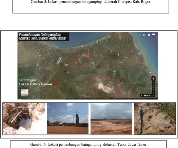 Gambar 6. Lokasi penambangan batugamping  didaerah Tuban Jawa Timur 