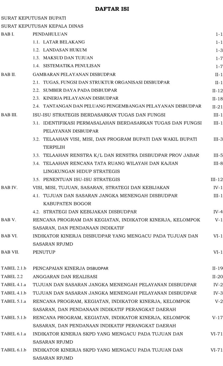 TABEL 2.1.b  PENCAPAIAN KINERJA DISBUDPAR  II-19 