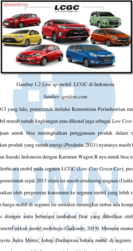 Gambar 1.2 Line up mobil  LCGC di Indonesia  Sumber :gridoto.com 