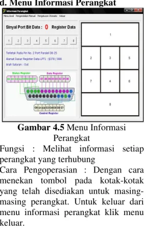 Gambar 4.5 Menu Informasi  Perangkat 