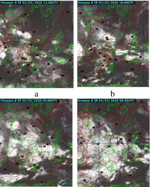 Gambar 11. CAPE 3-4 Maret 2020 (a)  12 UTC (b) 18 UTC (c) 00 UTC (d) 06 