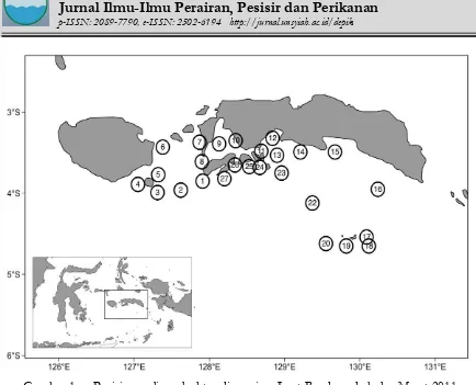 Gambar 1. Posisi sampling planktondi perairan Laut Banda pada bulan Maret 2011 