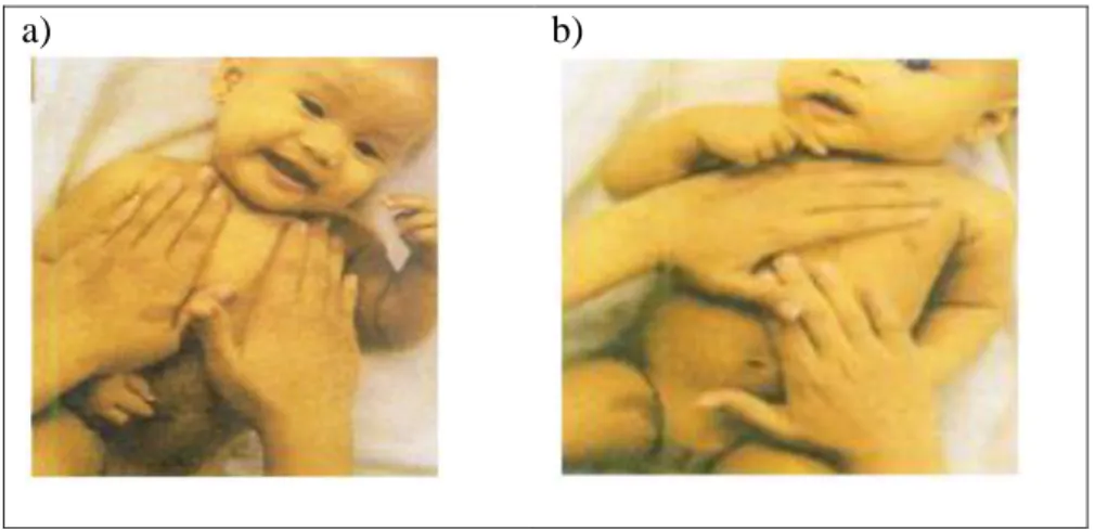Gambar 2.3 Cara Pemijatan Pada Dada Bayi  Sumber: Prasetyono (2013) 