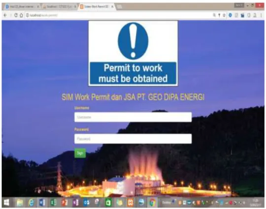 Gambar 3. Halaman Utama SIM JSA dan Work permit 