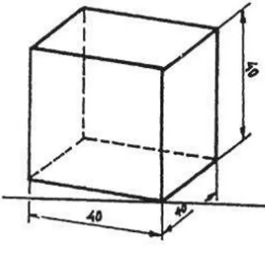 Gambar kubus yang digambarkan dengan proyeksi dimetris di bawah ini (Gambar 5.26), mempunyai sisi-sisi 40 mm.
