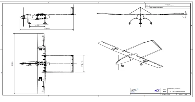 Gambar 3.  Lay-out model uji pesawat PUNA Alap-alap 