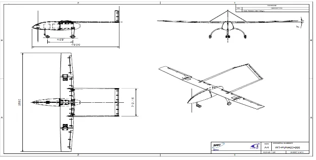 Gambar 2.  Lay-out model uji pesawat PUNA Alap-alap 