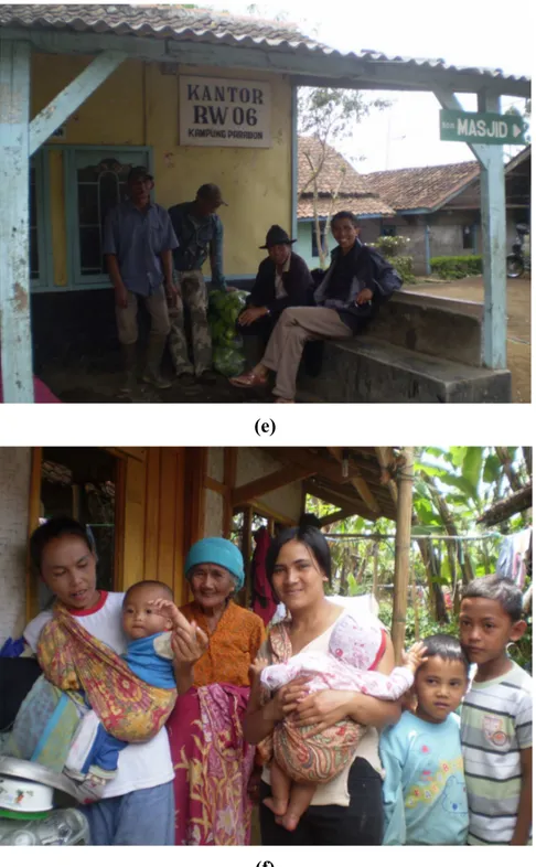 Gambar 1 (a), (b), (c), (d) Kondisi Lingkungan Fisik Kampung Parabon; (e), (f)  Kondisi Sosial Kampung Parabon 