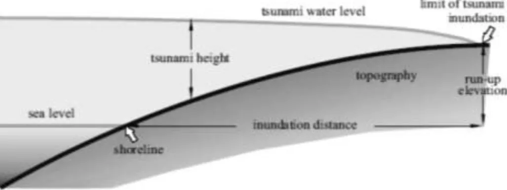 Gambar 2.6 Ilustrasi Run Up Tsunami (Hafeez, 2008) 