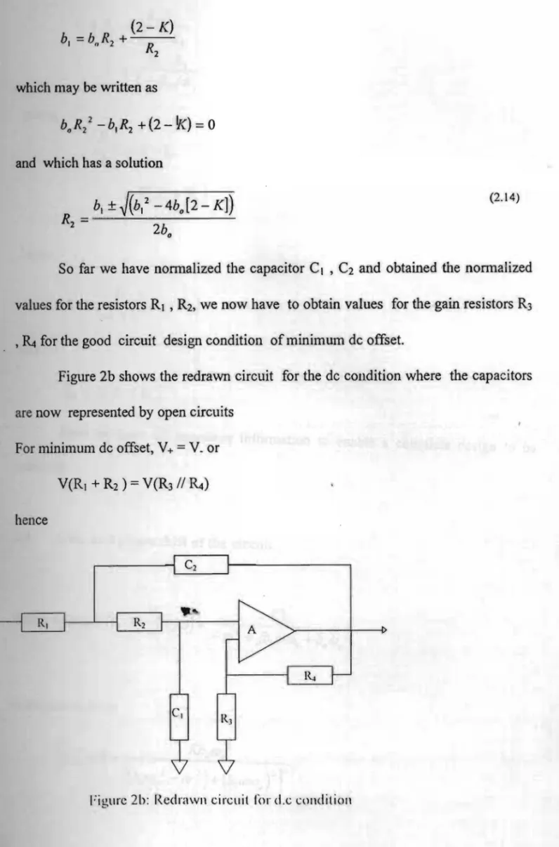 Figure 2b shows  the redrawn circuit  for the dc  condition where  the  capacitors  are now  represented by open circuits 