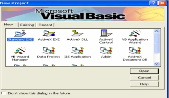 Gambar 2.18 Kotak dialog New Project  2.5.1.  Lingkungan Visual Basic  