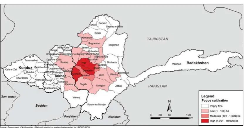 Figure 8: Opium poppy cultivation in Badakhshan province, 1994-2017 (Hectares) 