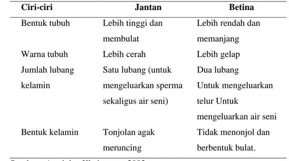 Tabel 1. Ciri-ciri jantan dan betina pada ikan nila 