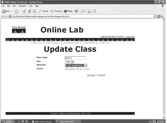 Gambar 4.5 Tampilan Halaman Update Class 