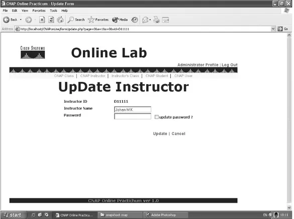 Gambar 4.8 Tampilan Halaman Update Instructor 