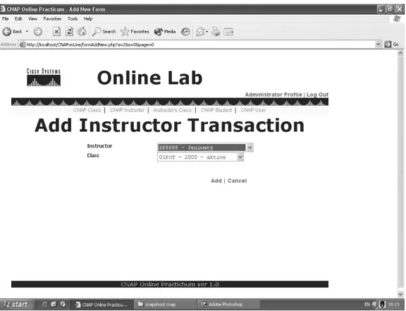 Gambar 4.10 Tampilan Halaman Add Instructor Transaction 