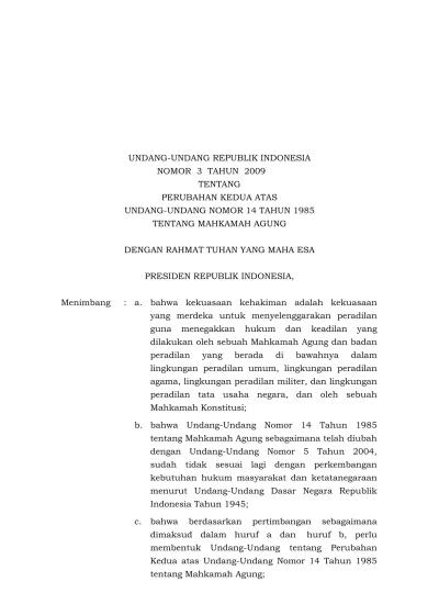 UNDANG-UNDANG REPUBLIK INDONESIA NOMOR 3 TAHUN TENTANG PERUBAHAN KEDUA ...