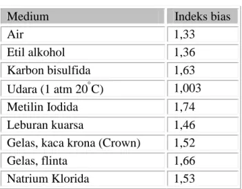 Tabel 2. 1 Beberapa indeks bias 