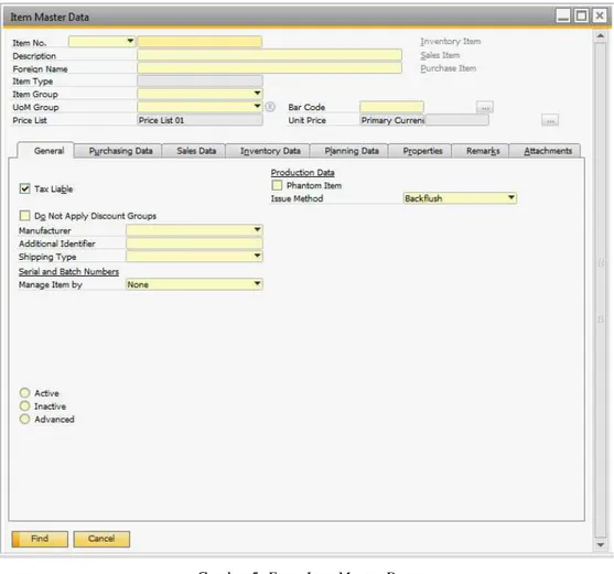 Gambar 5. Form Item Master Data 