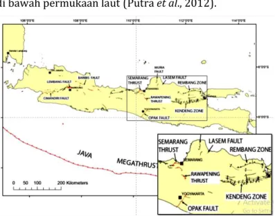 Gambar 1.1. Peta Sesar Aktif di Jawa dalam Peta Gempa   Nasional (PUSGEN, 2017). 