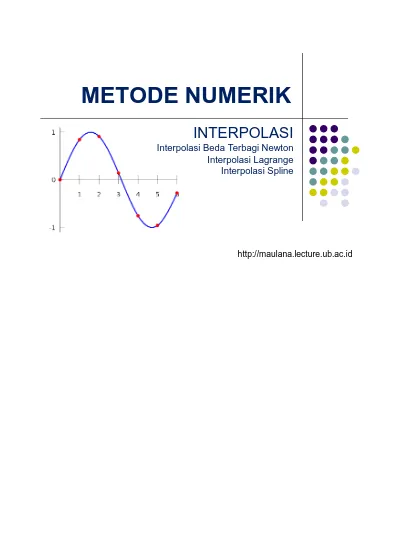 Metode Numerik Interpolasi Interpolasi Beda Terbagi Newton Interpolasi Lagrange Interpolasi Spline 0690