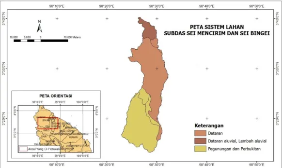Gambar 4. Peta Bentuk Lahan Subdas Sei Mencirim dan Sei Bingei 