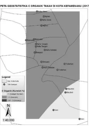 Gambar 3 Peta Geostatistika C organik tanah di Kota Kefamenanu 
