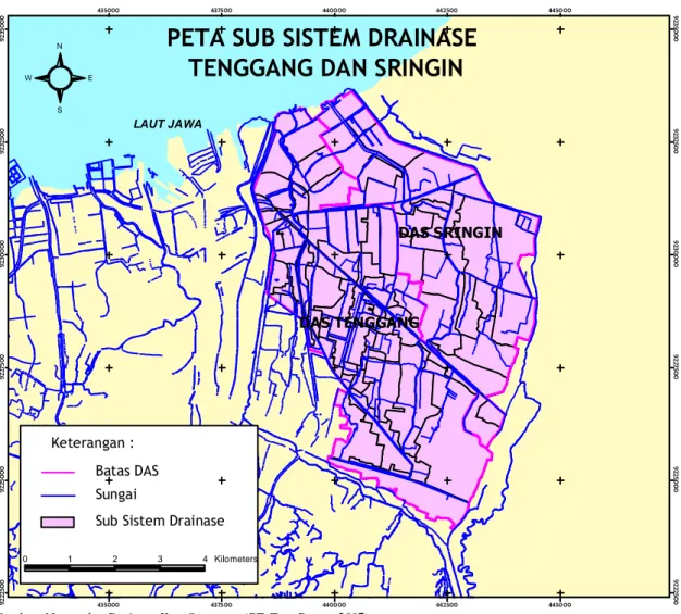 Gambar 7. Peta DAS dan sub sistem drainase Tenggang–Sringin 