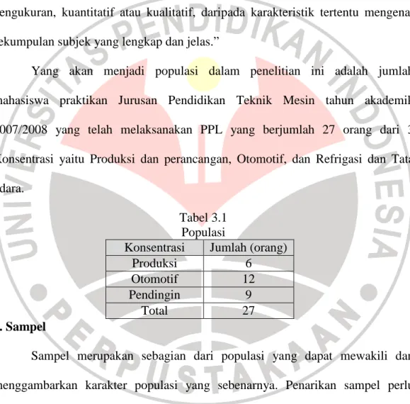 Tabel 3.1  Populasi 