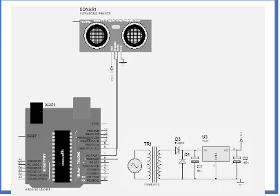 Gambar 4. Rangkaian pengujian sensor jarak 