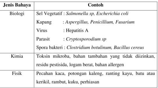 Tabel 1. Jenis-Jenis Bahaya 