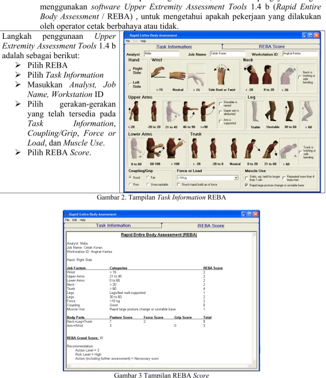 Gambar 2. Tampilan Task Information REBA