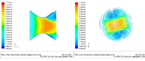 Gambar 3: Path line Hasil Simulasi CFD 