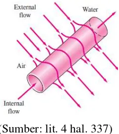 Gambar 2.17: Aliran internal dari air dalam sebuah pipa dan aliran eksternal dari 
