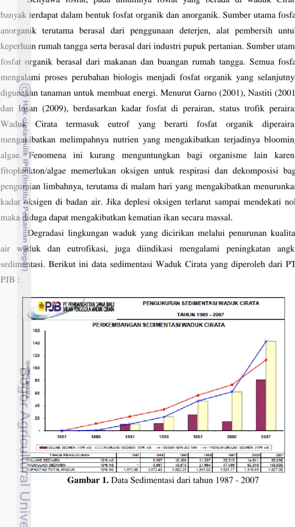 Gambar 1. Data Sedimentasi dari tahun 1987 - 2007 