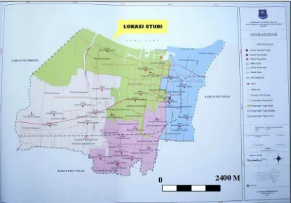 Gambar 1.1. Peta kota Tegal, Jawa Tengah (Atlas Indonesia, 1997) 