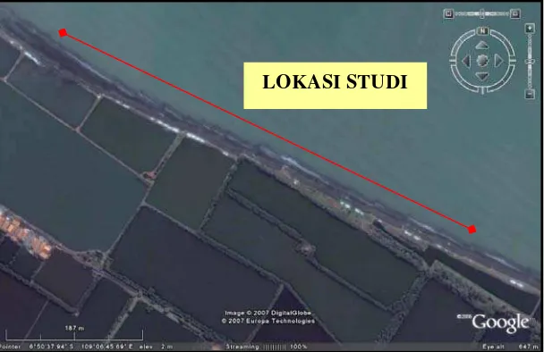 Gambar 1.3. Detail lokasi studi (Google Earth, 22 September 2007, pukul 12.30) 