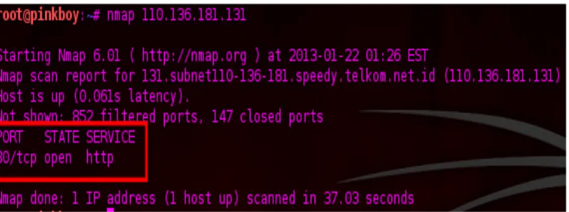 Gambar 4.1 Nmap pada Sistem Port knocking 