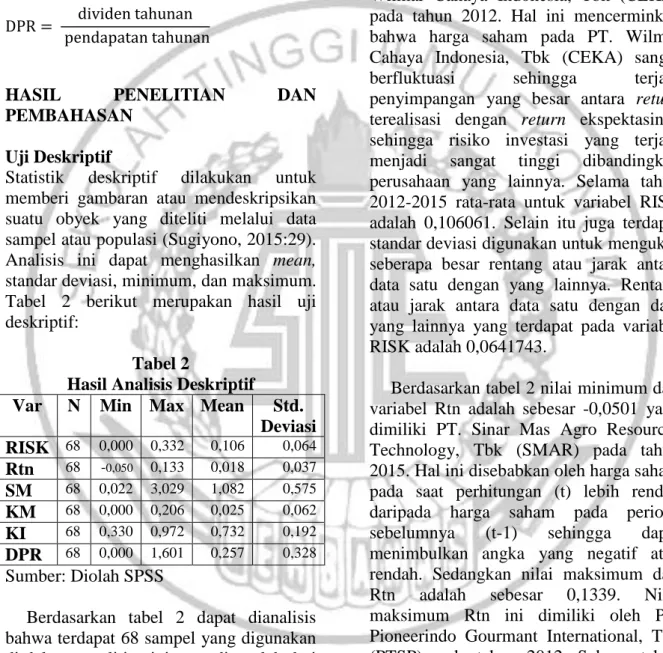 Tabel  2  berikut  merupakan  hasil  uji  deskriptif: 