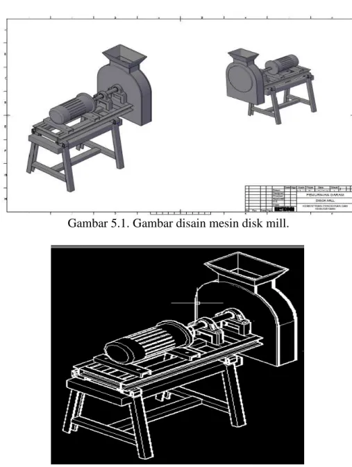 Gambar 5.1. Gambar disain mesin disk mill. 