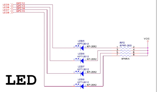 Gambar  3.  Konfigurasi  Rangkaian  LED  pada NU-LB-NUC140 