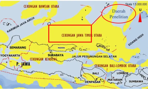 Gambar 1. Peta daerah Cekungan Jawa Timur (ESDM op.cit, Sirait 2007) Daerah 